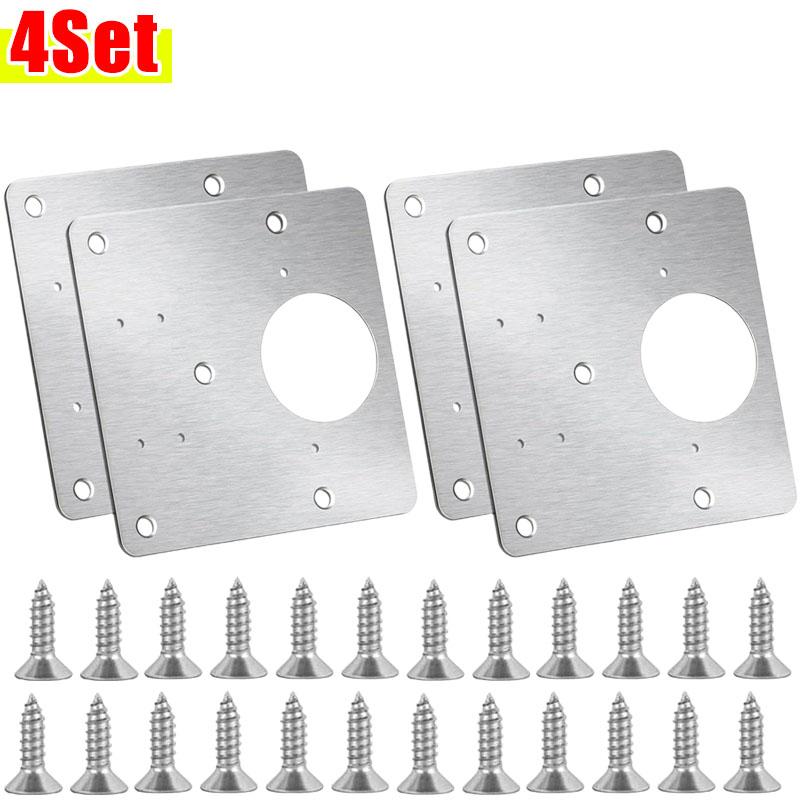 Kit plăci de reparare balamale pentru dulap Placă de montare pentru balamale pentru ușă dulap de bucătărie, cu găuri Suporturi de fixare plată Ustensile de uz casnic