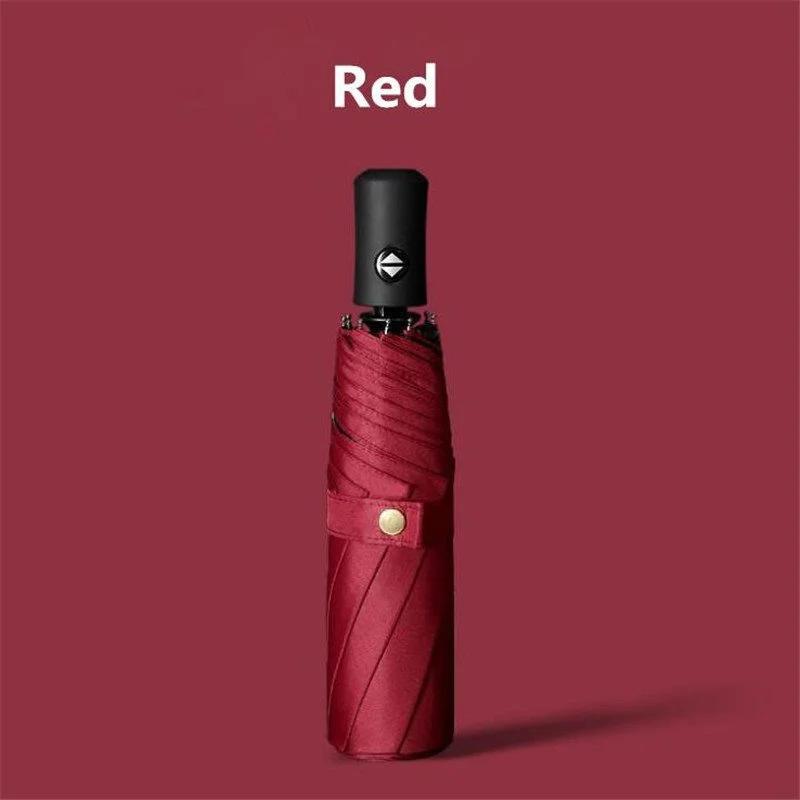 Automatic Folding Sunny Rain Umbrella Solid Color Three-folding Windproof Business Umbrella
