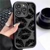 Black Lip Print Sandpaper iPhone 15/16/17 Case with Sky Eye Groove