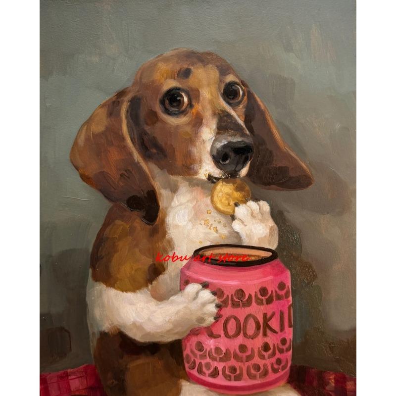 

Винтажный Смешной Щенок Ест Пончик Арт Постер Принт Милый Забавный Котенок Ест Закуски Холст Картина Гостиная Стена Домашний Декор 21cm×30cm NoFrame