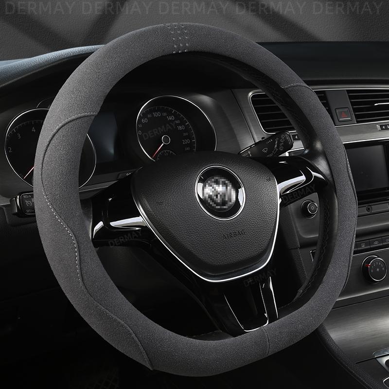 

Чехол на руль автомобиля DERMAY из натуральной кожи и замши для Volkswagen VW Jetta 4 5 6 7 MK4 MK5 MK6 MK7 Clasico Auto O Shape Black
