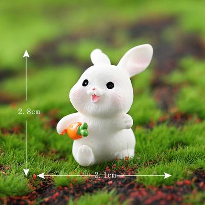 Figurines Lapin Carotte Dessin Animé Lapin Fait Main Réaliste Ornements Mini Paysage Résine Mini Décoration Carotte