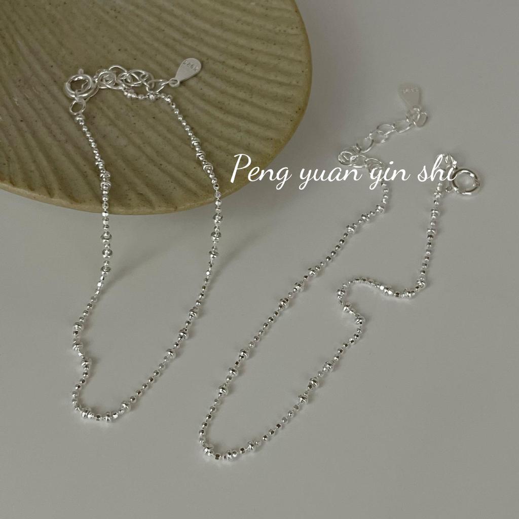 Sterling Silver Beaded Bean Bracelet for Girls, S925, Simple Daily Layering, Niche Ins Style Design.