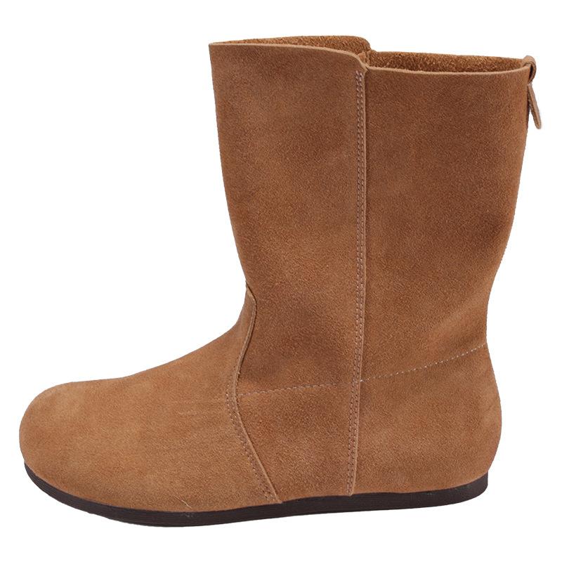 

Flat-bottomed soft leather retro Martin boots women s shoes new spring, autumn, winter and ankle boots sleeve small short boots 35 темно-коричневого