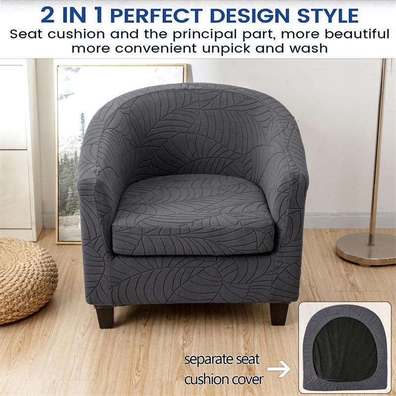Leaves Jacquard Tub Chair Cover Stretch Armchair Cover Club Sofa Slipcover For Living Room Couch Covers With Seat Cushion Covers