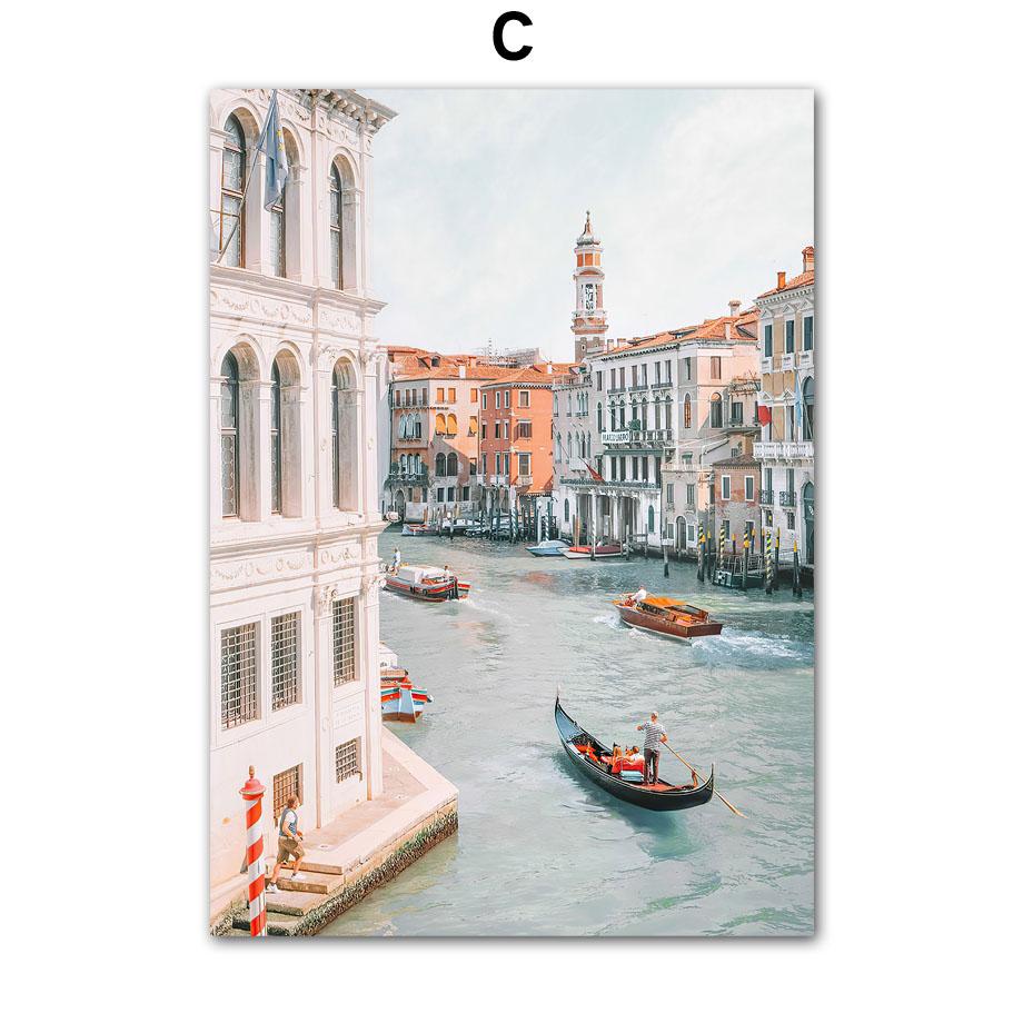 Venedig Meer Tür Gebäude Frucht Herbstlandschaft Poster und Drucke Wandkunst Leinwandmalerei Bilder Für Wohnzimmer Heimdekor