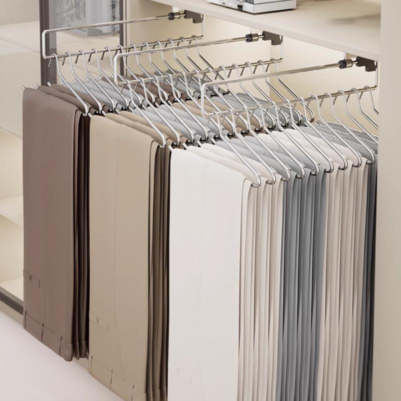 Clothes Storage Rod Adjustable Foldable Metal Hanging Rail For Wardrobes Space-Saving Organizer Drying Racks