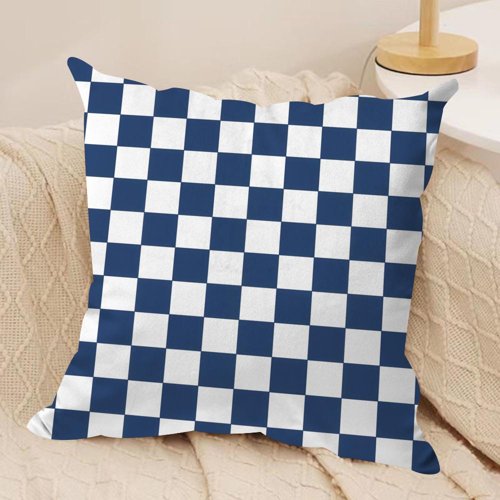Classic Checkered Square Cushion Cover Pillowcase Ultra Soft Skin Friendly Fabric Cloud Like Comfort  Concealed Zipper