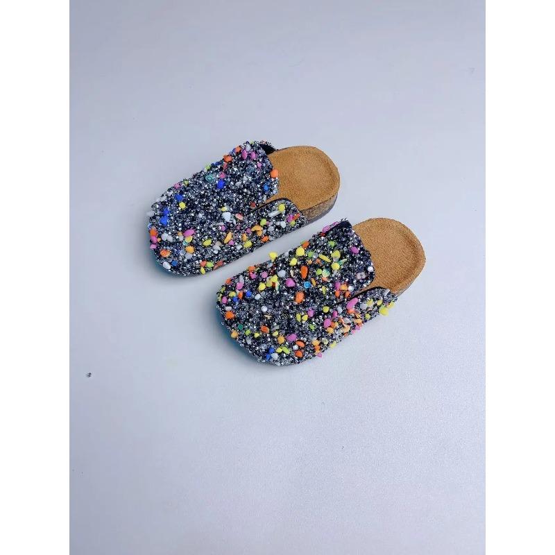 Summer Bling Children's Slippers Buckle Cork Slippers Girls Anti Slip Flat Outdoor Kids Fashion Shoes