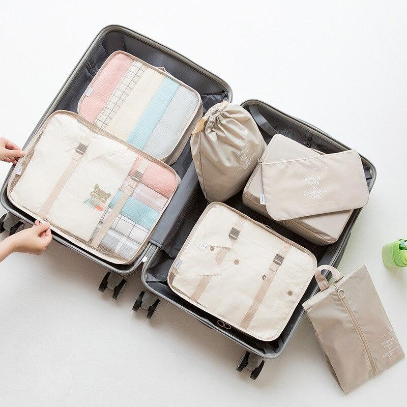 7 Pcs Travel Storage Bags Suitcase Clothes Sorting Bags Luggage Organizer for Clothes Shoe Waterproof