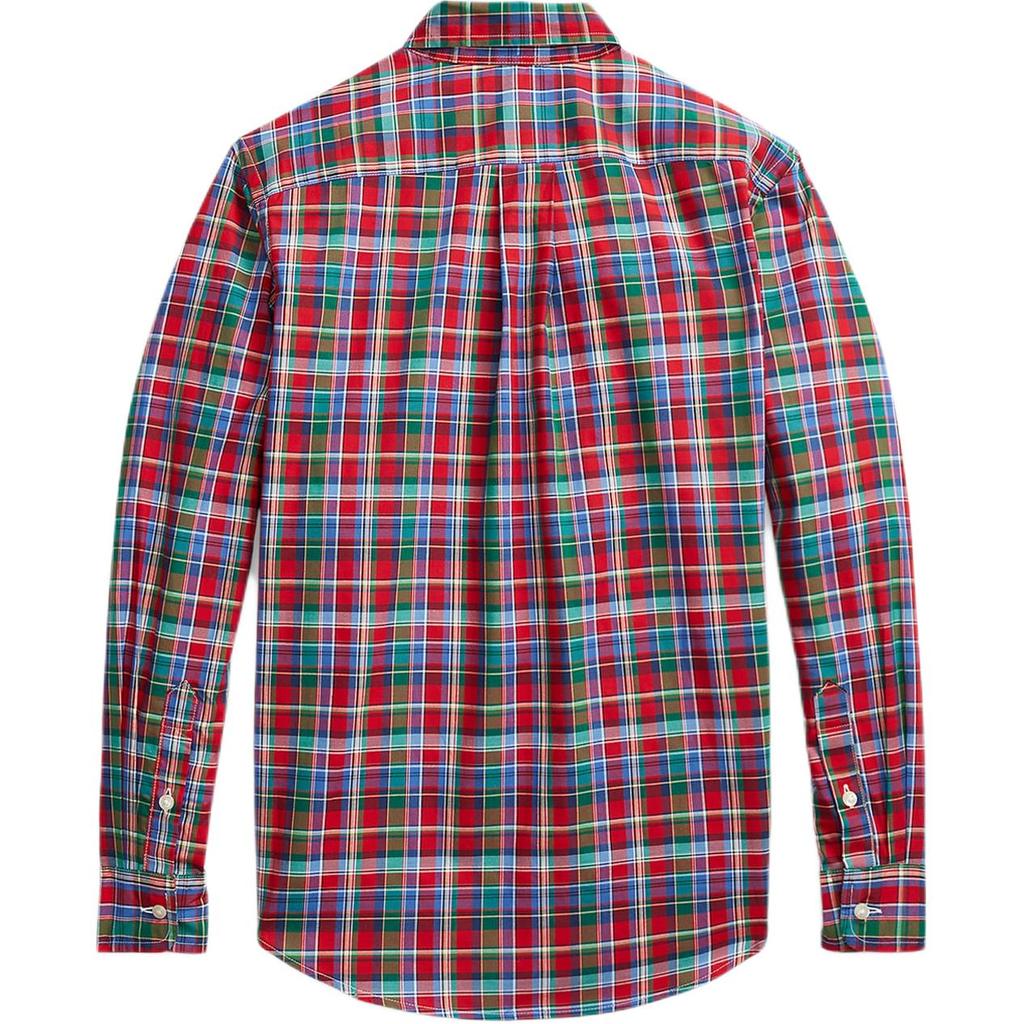 Polo Ralph Lauren Shirt Kids Plaid Logo Embroidery Long Sleeve Red Kids Tops 323918249-005