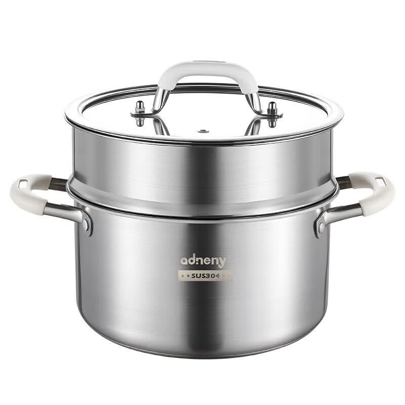 Adneny 24cm Dual-Layer Stainless Steel Steamer Soup Pot