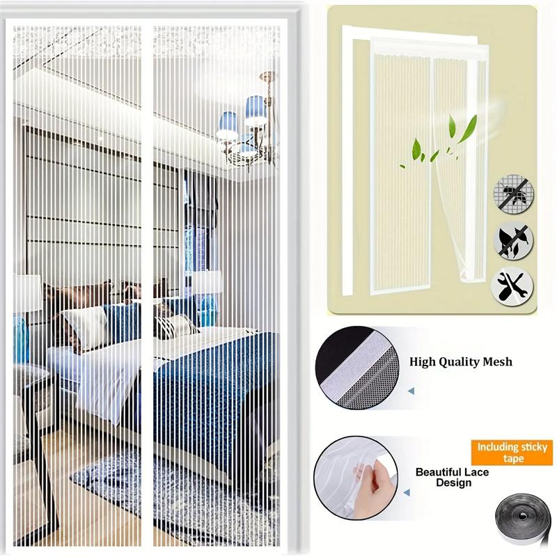 Magnetic Mosquito Door Curtain - Strong Magnet Design,Easy Install & Clean Breathable Polyester Mesh for Home Bedroom Kitchen