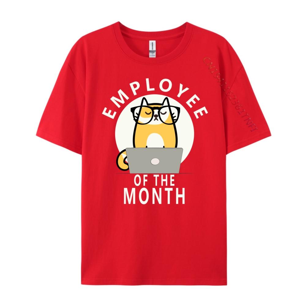 Funny Employee Of The Month Work From Home Cat Computer Designer Clothes Men Youth Limited Time Special White T Shirt
