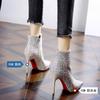 Neue herbst und winter neue shiny sexy spitz fein high heel strass stiefeletten frauen 8cm high heel sandale stiefel