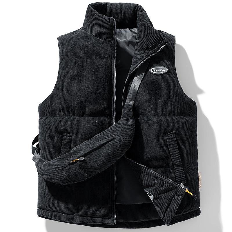 

Corduroy cotton vest jacket men s new couple wear vest autumn and winter warm vest trend including satchel M чёрный