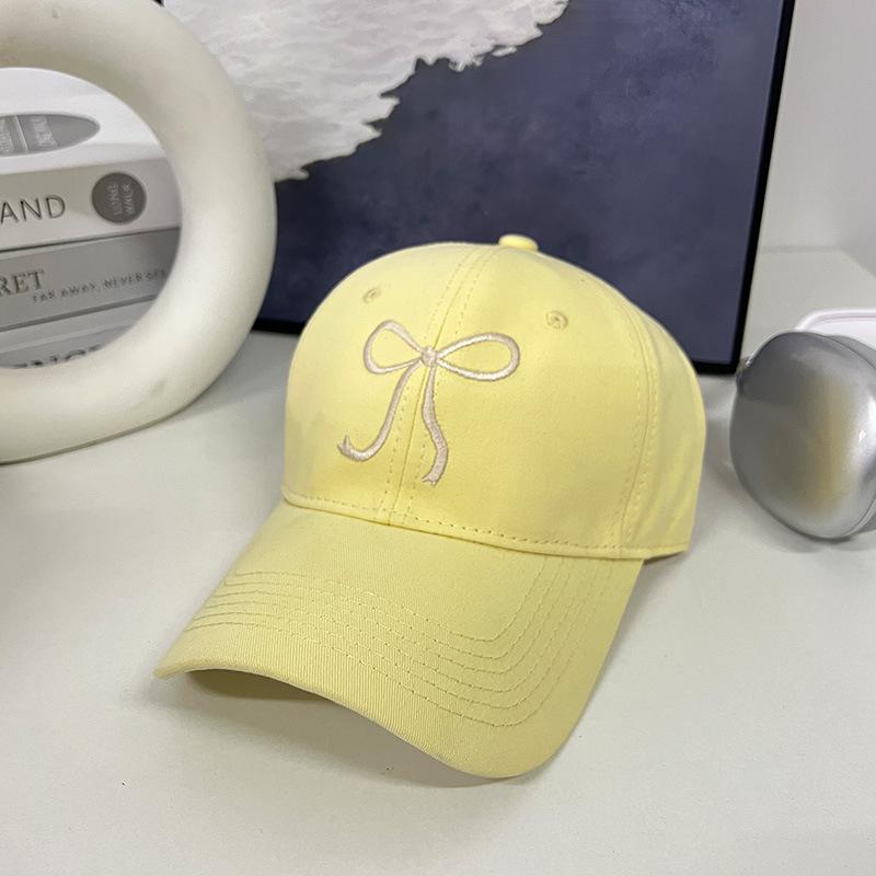 New Bow Embroidered Baseball Cap for Women with Big Face and Versatile Face Showing Small Embroidered Baseball Cap Spring Hat