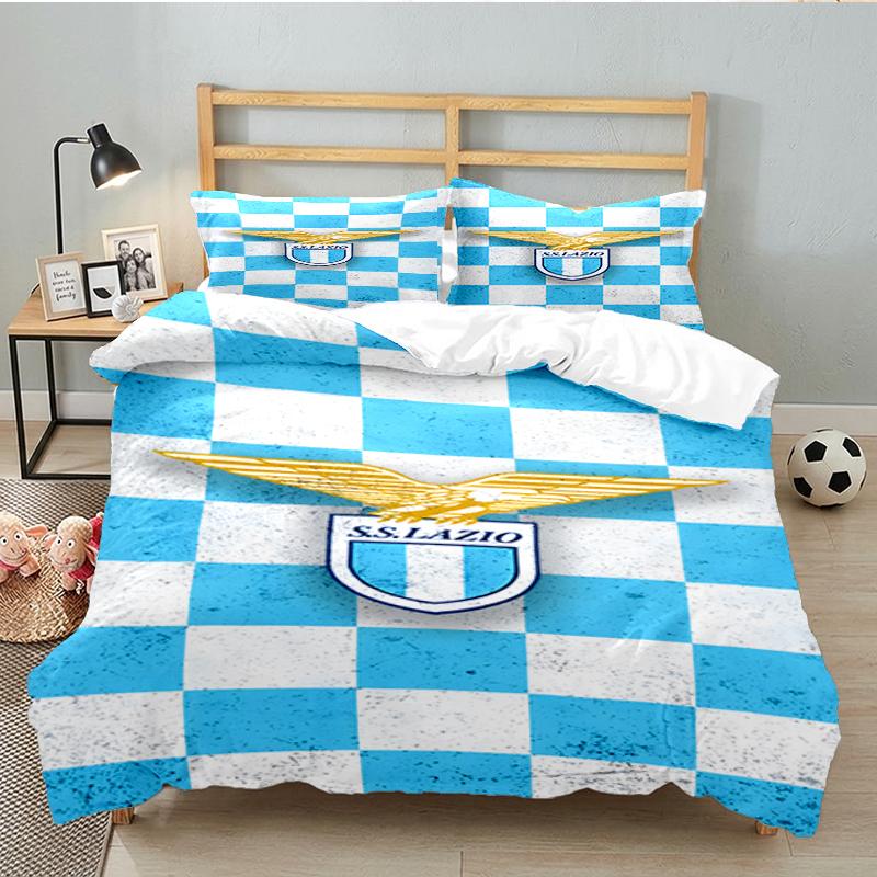 3PCS Lazio Football Crest Bedding set,Ideal For1pc Duvet Cover And 2pcs Pillowcases Perfect for Christmas gift,Ideal for Bedroom, Dormitory
