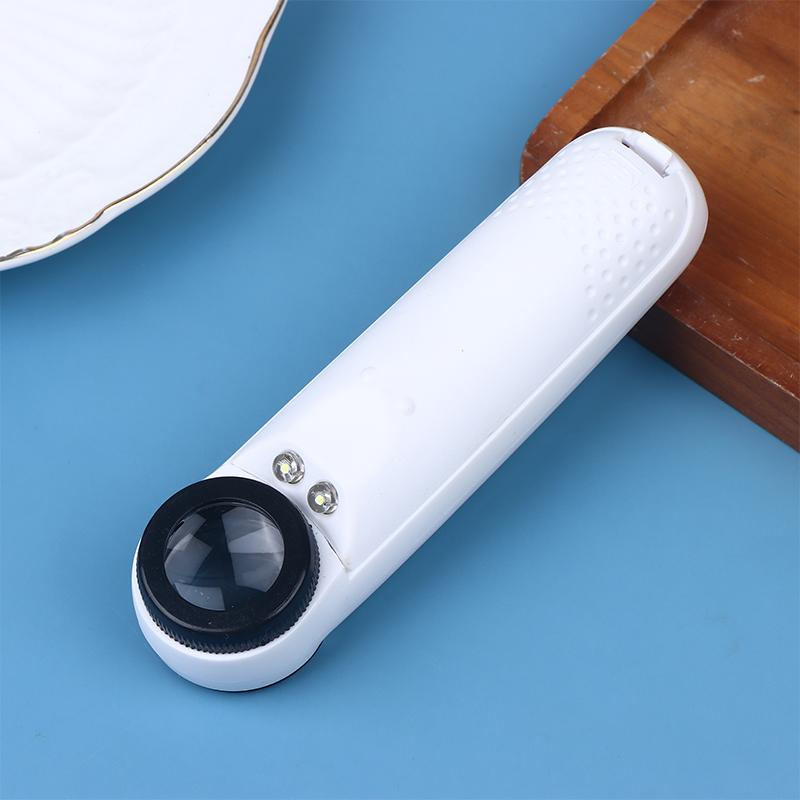 40X Handlupe mit zwei LED-Leuchten Identifikation Schmuck Diamant Jade Spiegel HD Lupe