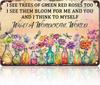 Vintage Dragonfly Tin Signs What A World I See Trees of Green Red Rose Too Flowers Metal Sign House Garden Entryway Kitchen Offi