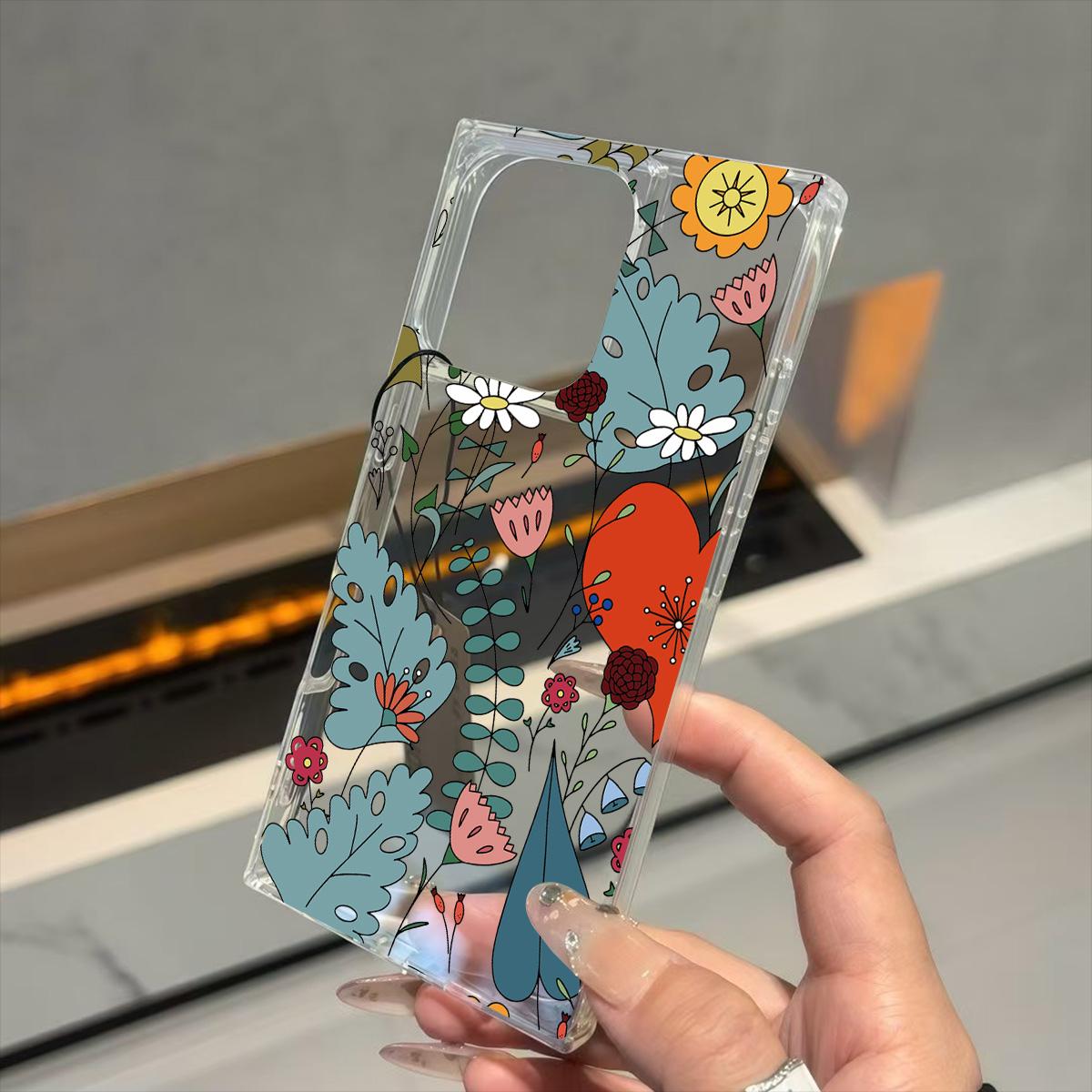 

Прозрачный квадратный чехол-трубка для защиты iPhone 16 ProMax 12 11 13 15 Plus 14 Pro Max, защита от окисления, чехол с узором белой хризантемы iphone 11 ProMax