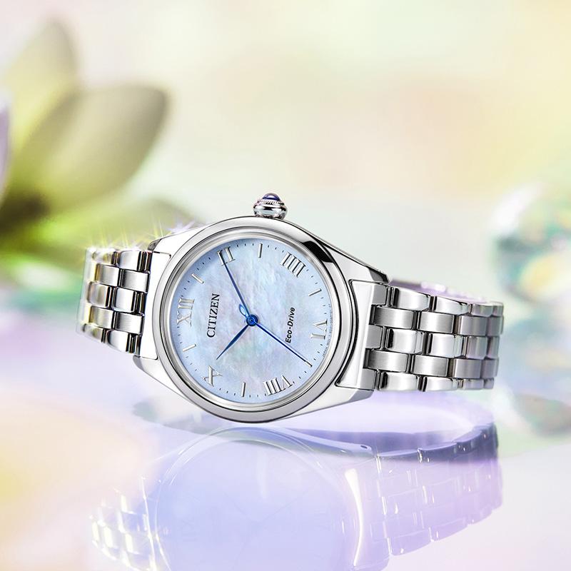 Citizen Light Powered Quartz Movement Women's Watch Mother of Pearl Color Watch Dial EM1140-80D