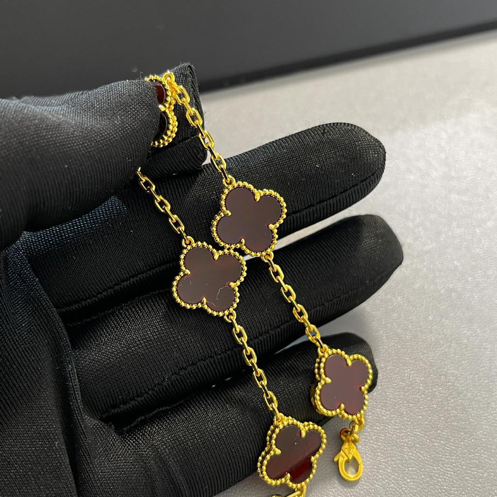 Gold Four-Leaf Clover & Five-Flower Pendant Necklace, 18K Plated, Elegant Gift for Her