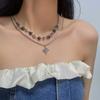 Autumn and winter double-layer blue gravel star light cross necklace female cold wind niche high-end stacked design sweater chain