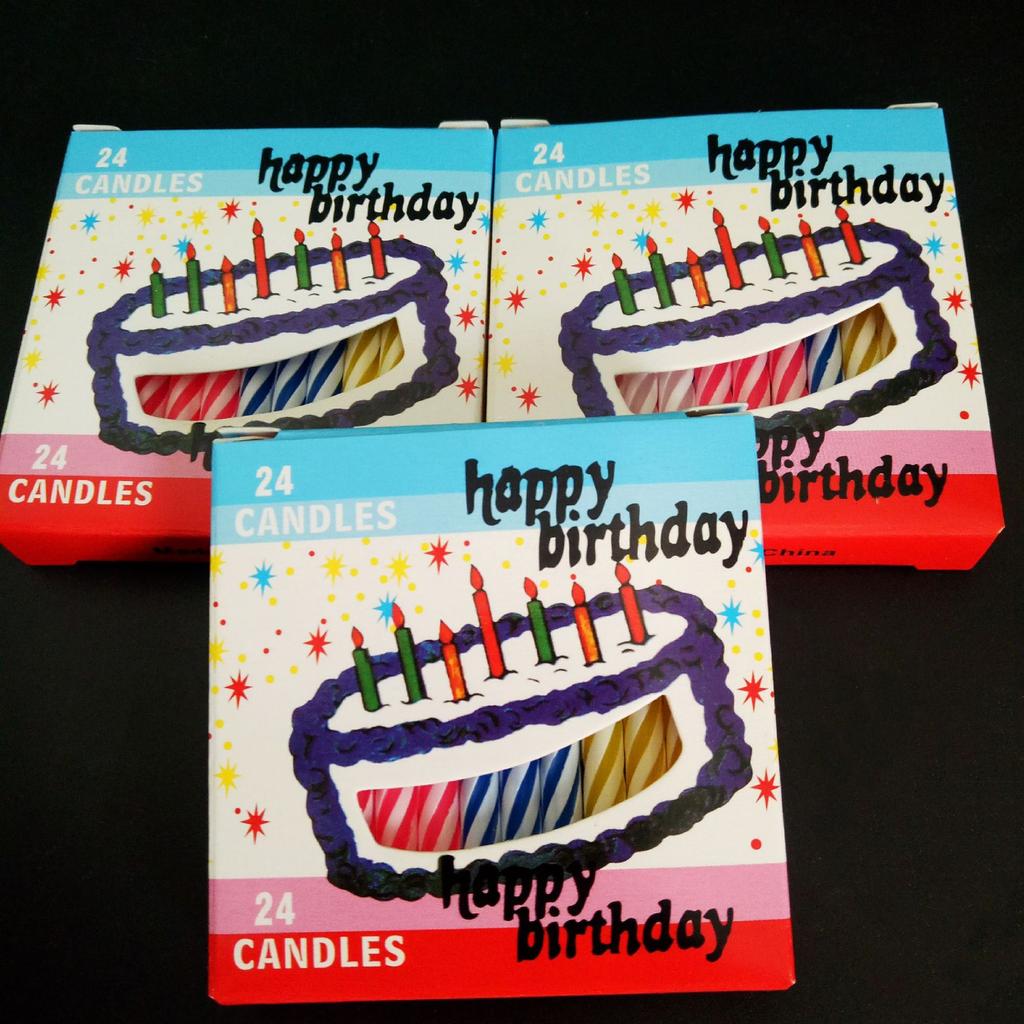 Color Box Packaging Colorful Spiral Birthday Candles with Window Paper Box for Cake Decoration Threaded Birthday Candles Without Base