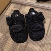 2025 autumn and winter new cartoon thick-soled fluffy slippers women wear open-toed plush home cotton slippers