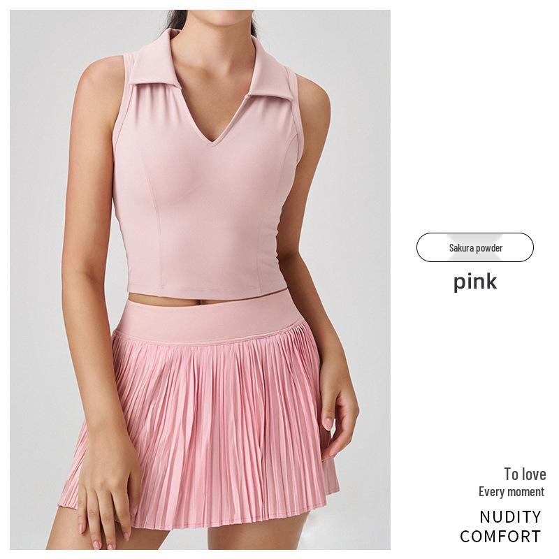 

Women s Slim-fit Anti-bacterial Sports Set: Lapel Design, Yoga & Tennis Wear, Waist-cinching, High-end Feel XL