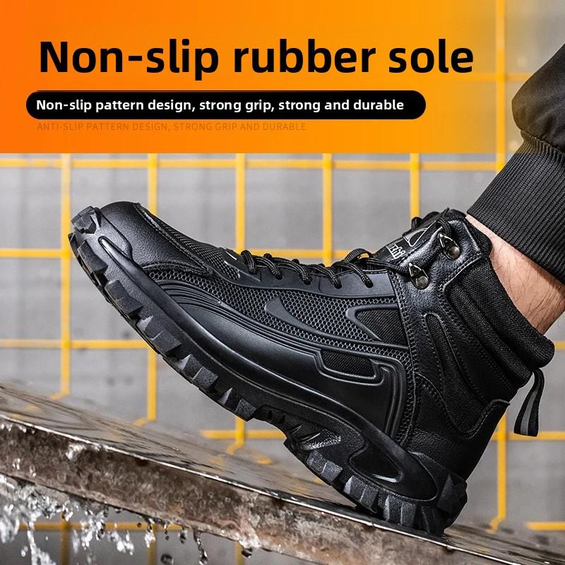 New Fashion Winter Men Safety Work Boots Breathable Steel Toe Cap Indestructible Anti Smashing Male Shoes Footwear