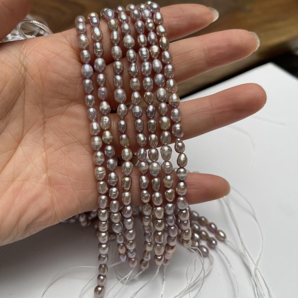 1String, Artificial Pearl Purple 4-5mm, Fashion Handmade Rice Beads for Jewelry Making DIY Necklace, Bracelet, Ankle Accessories Crafts Bulk Gift 18cm