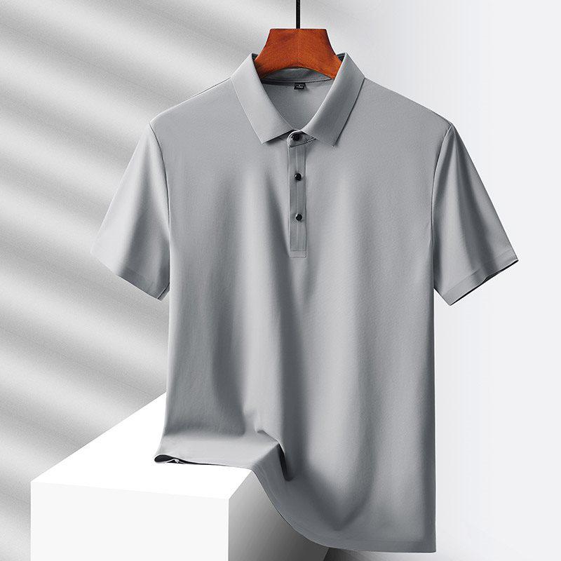 Men's Hot-Selling Ice Silk Short Sleeve Polo - Summer Style for Middle-Aged and Elderly Dads