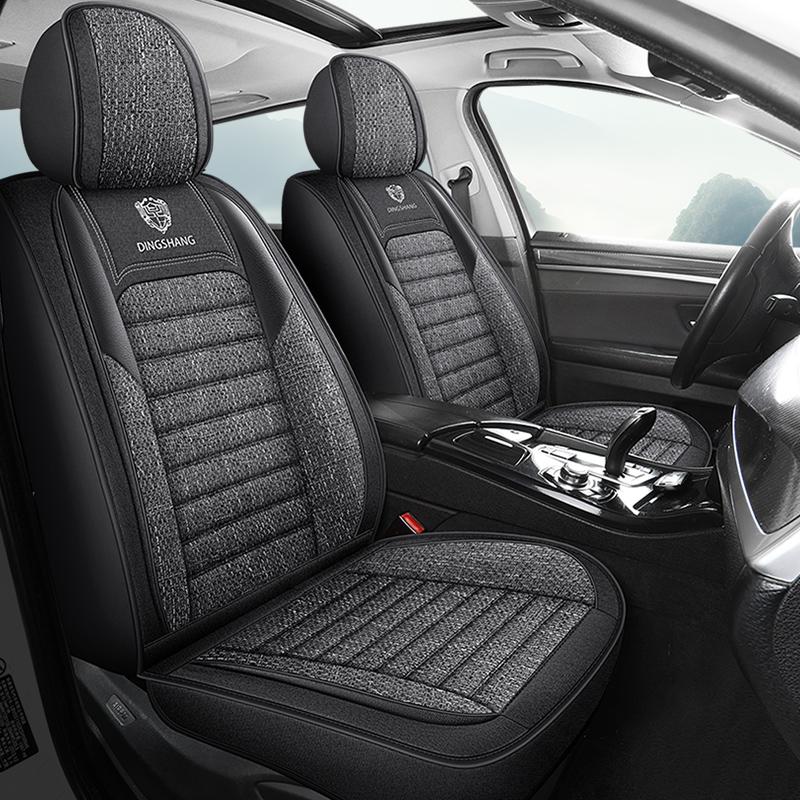 2pcs Breathable Linen-Textured Car Front Seat Covers  Comfortable & Durable, Universal Fit for Most Sedans, SUVs, and Trucks