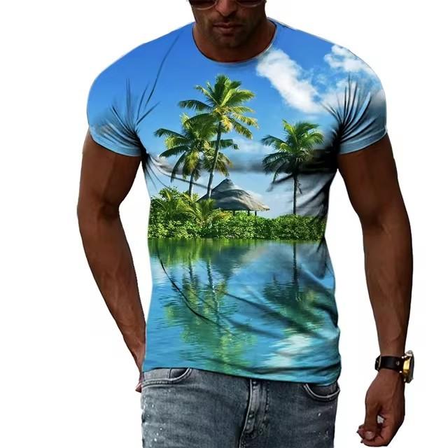 T-shirt z cyfrowym drukiem 3D dla nastolatków i mężczyzn, z krótkim rękawem, wszechstronny, oddychający