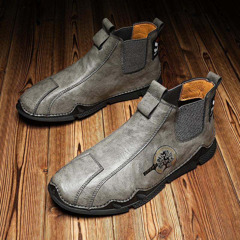 Ručně vyráběné zimní pánské boty Kotníkové boty Street Style Pánské kožené boty Módní Teplé boty s kožíškem