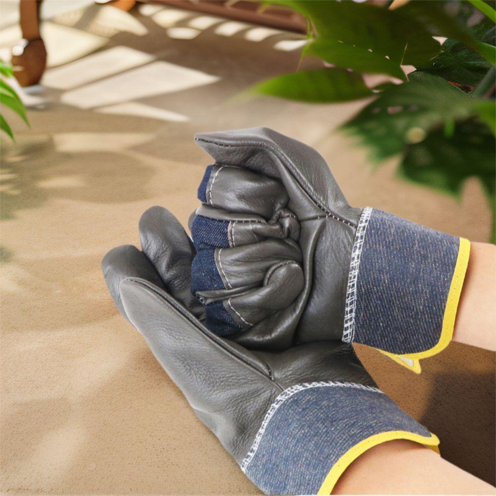 1 Pair Abrasion Resistant Cowhide Welding Gloves Labor Protection Thickened Leather Work Gloves Construction Heat Resistant