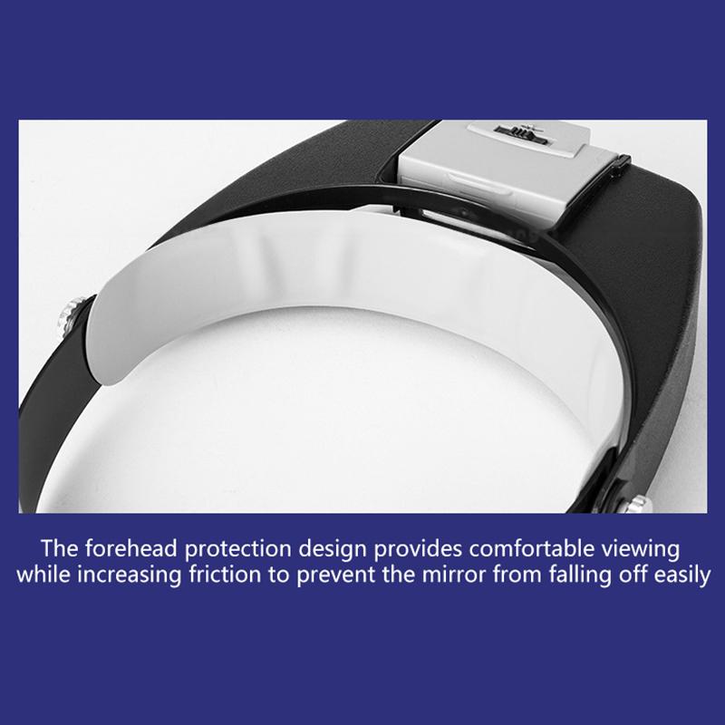 10X Stirnbandbrille Lupe Verstellbare Größe LED Lupe Lupenbrille Zum Lesen Optivisor Lupe Beleuchtet