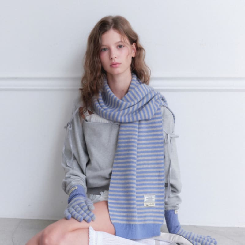 RENNYRENNIE STRAW STRIPE MUFFLER - Choose 1 of 4 striped mufflers