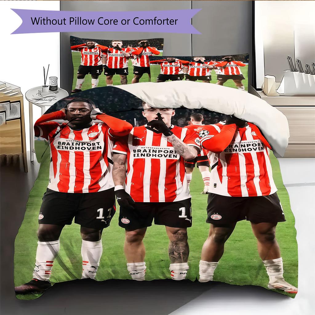 PSV Eindhoven Player Pattern Bedding Home Decoration Birthday Gift ( 1 duvet cover + 2 pillowcase, without core),fan merchandise.