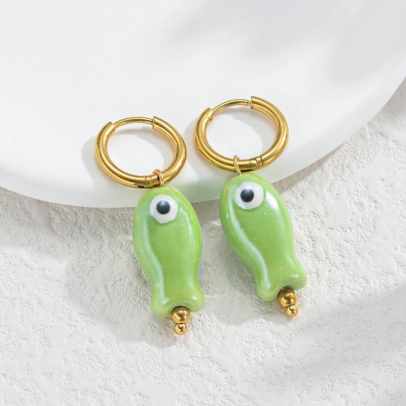

Colorful Ceramic Sea Star Fish Turtle Stainless Steel Earrings Charms For Women Jewelry Holiday Beach Jewelry Gifts