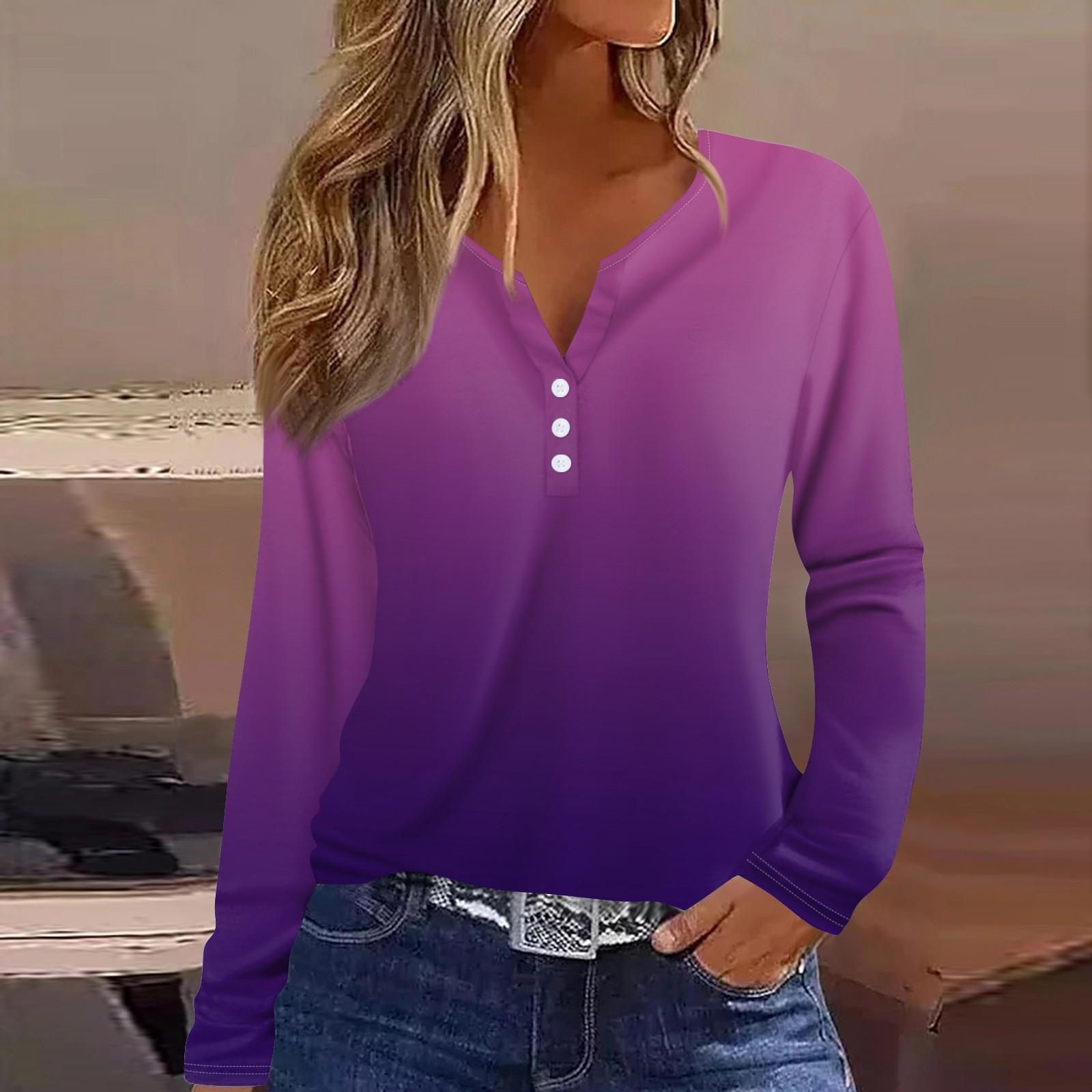 

Жен. Футболка Футболка на пуговицах с длинным рукавом Повседневные Выходные Мода Классический Топ с v-образным вырезом Обычный L