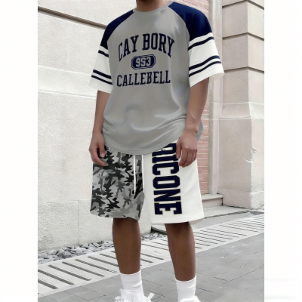 Summer Fashion European Style Letter Printed Kids T-shirt and Shorts 2 Piece Set Summer Casual Outdoor Boys and Girls Outfit Kids Set