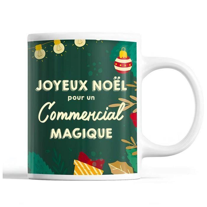 Tasse - Noël Commercial - Mug prénom - Cadeau Secret Santa - Céramique verte