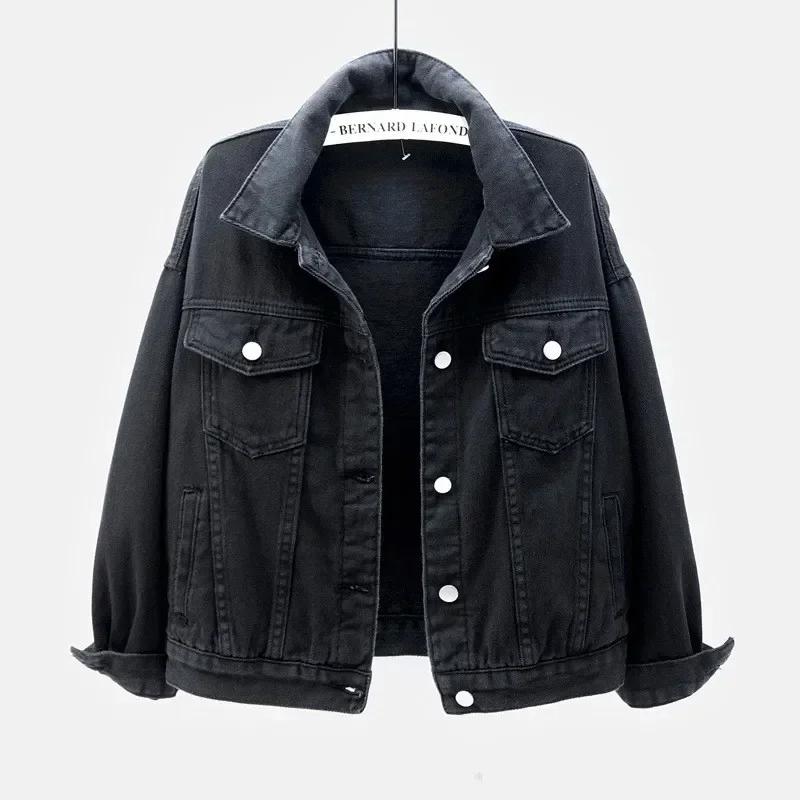 Spring Autumn Women's Denim Jacket Short Coat Pink Jean Jackets Casual Tops Loose Tops Lady Outerwear