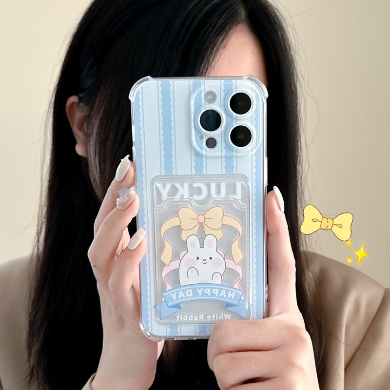 Zhitai Cartoon Rabbit Card Case for iPhone 16 Pro/15/14/13 Pro