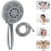 Vinabo Shower Head 1.5 M Flexible Steel Shower Tube, 5 Functions Multifunctional High Pressure Shower Jet, ABS Chrome Anti-Limesca