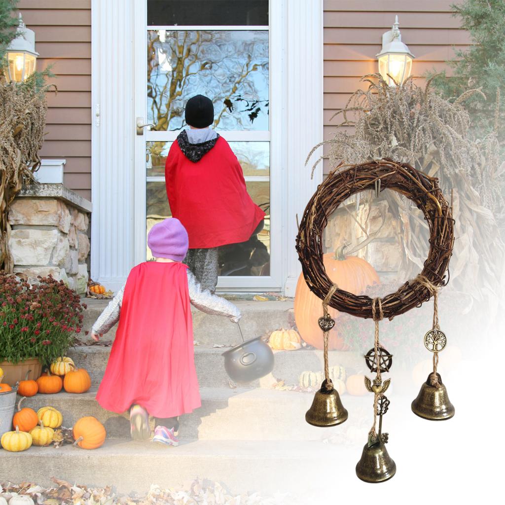 Witch Bell Door Handle Hanger Wiccan Wind Chime Bohemian Home Room Decoration with Protective Features for Indoor Use