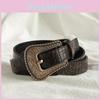 Retro Artistic Faux Leather Belt With Alloy Buckle And Floral Design For Ladies